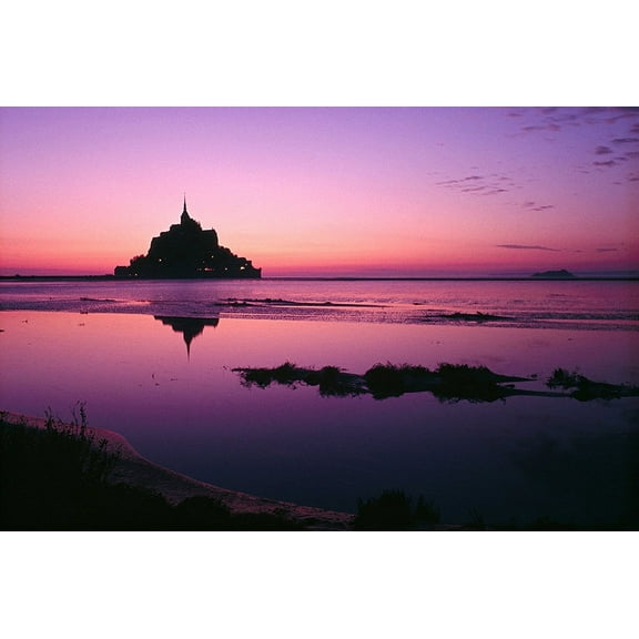 National Geographic Mount Saint-Michael Sunrise Reflection of Castle Poster