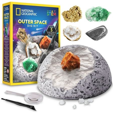 National Geographic Outer Space Dig Kit – Excavate 5 Real Rock & Gemstone Specimens