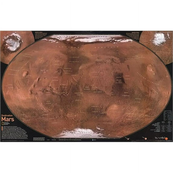 National Geographic RE00622075 Map Of Mars - The Red Planet