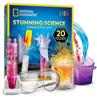 National Geographic Stunning Science Chemistry Set for Kids – 20 Experiments with Erupting, Fizzing & Flying Reactions, Plus Bonus Activity Guide