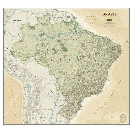 National Geographic Reference Map: National Geographic Brazil Wall Map - Executive - Laminated (41 X 38 In) (Other)