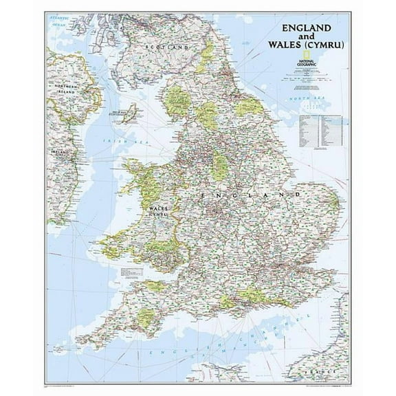 National Geographic Reference Map: National Geographic England and Wales Wall Map - Classic - Laminated (30 X 36 In) (Other)