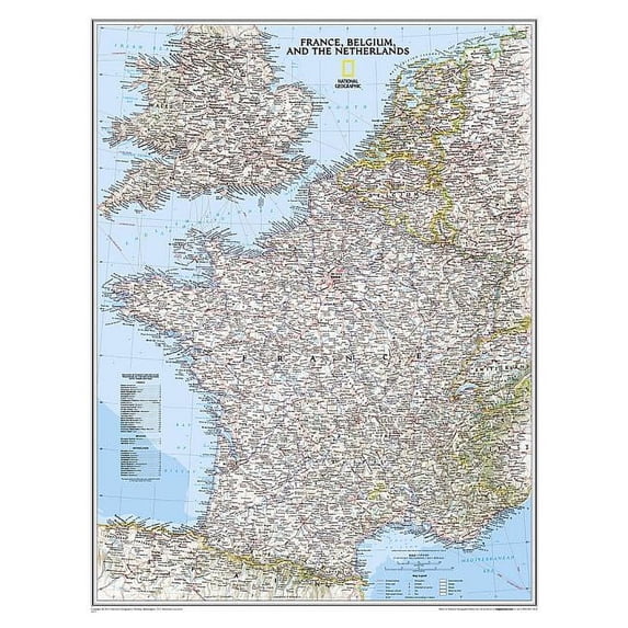 National Geographic Reference Map: National Geographic France, Belgium, and the Netherlands Wall Map - Classic - Laminated (23.5 X 30.25 In) (Other)