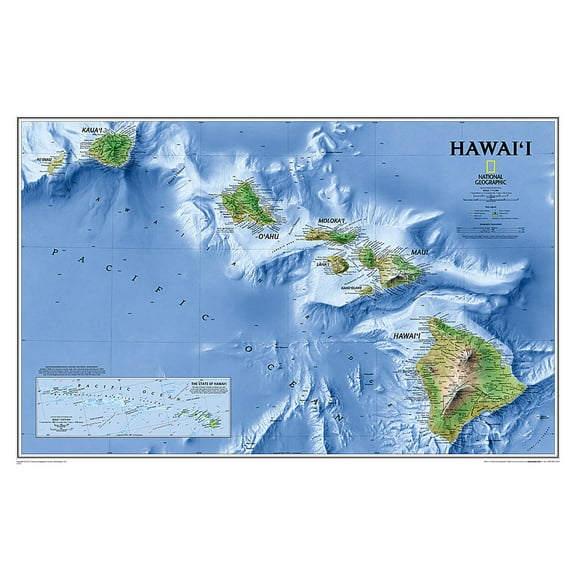 National Geographic Reference Map National Geographic Hawaii Wall Map (34.75 X 22.75 In), (Paperback)