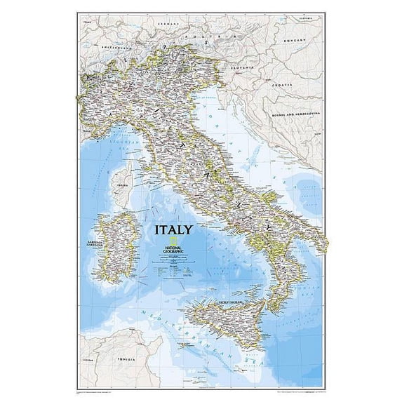 National Geographic Reference Map National Geographic Italy Wall Map - Classic (23.25 X 34.25 In), (Paperback)