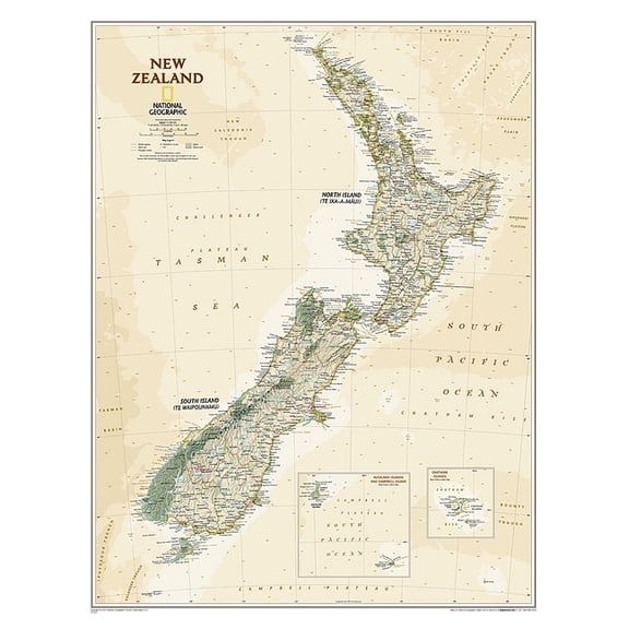 National Geographic Reference Map National Geographic New Zealand Wall Map - Executive (23.5 X 30.25 In), (Paperback)