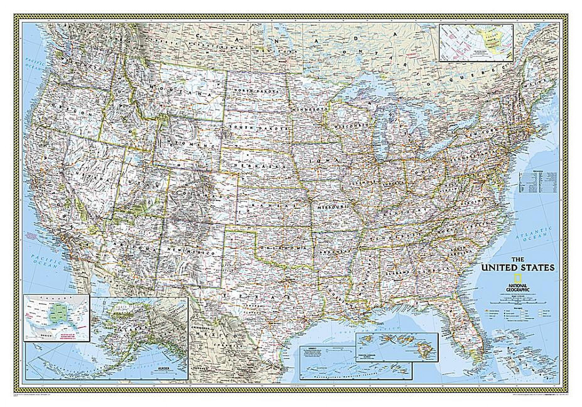 National Geographic Laminated United States Wall Map