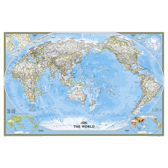 National Geographic Reference Map National Geographic World, Pacific Centered Wall Map - Classic (46 X 30.5 In), (Paperback)