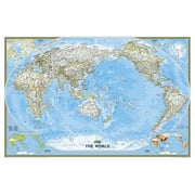 National Geographic Reference Map National Geographic World, Pacific Centered Wall Map - Classic 46 X 30.5 In, Paperback