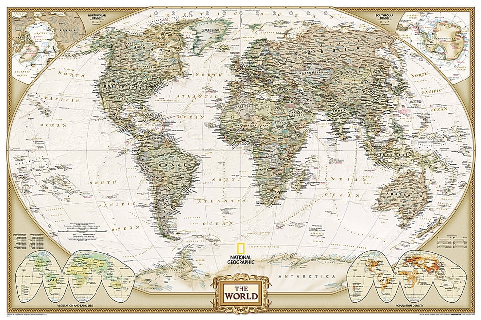 Laminated Antique-Style World Map Poster for Kids