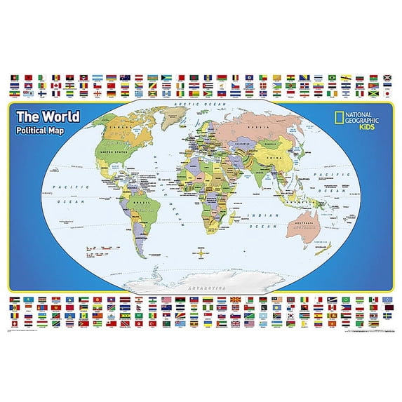 National Geographic Reference Map: National Geographic World for Kids Wall Map - Laminated (Poster Size: 36 X 24 In) (Other)