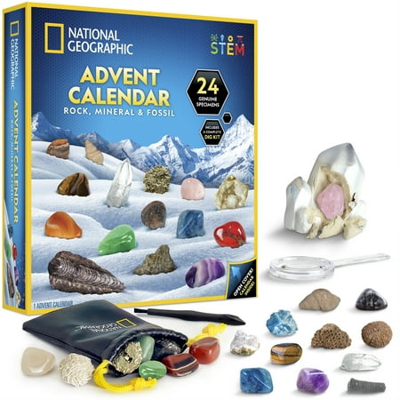 National Geographic Rock, Mineral & Fossil Advent Calendar for Children Age 6 to 12 Years, Unisex
