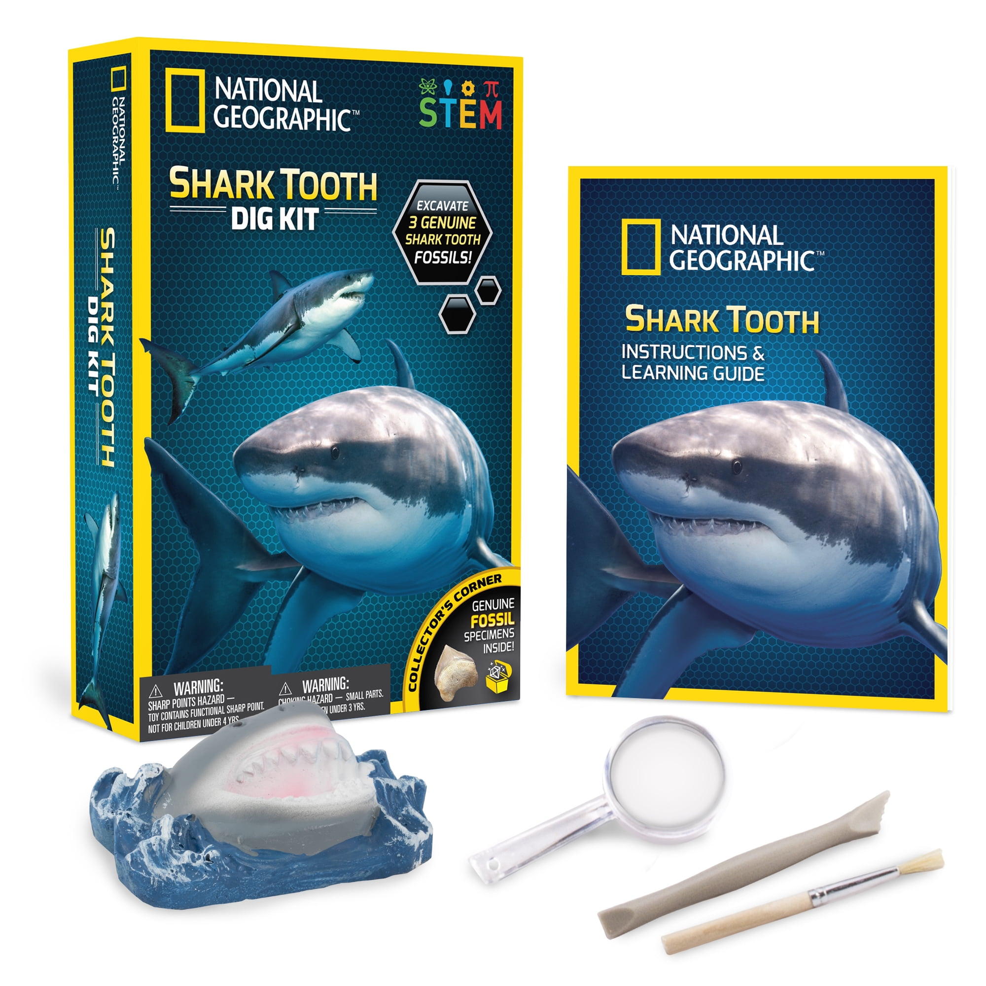 National Geographic Science Kit Bundle (Dino Fossil Shark Tooth and Crystal  Lab)