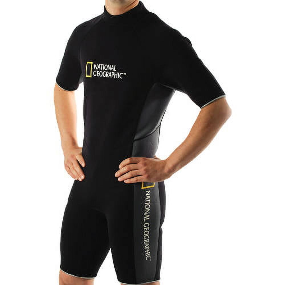 National Geographic™ Snorkeler Shorty Wet Suit, Men's Classic, 90 Percent  Silprene/Neoprene/10 Percent Nylon II, 2.5mm Thickness, Bike Leg and Mid  Length Sleeve Design with Back Zip