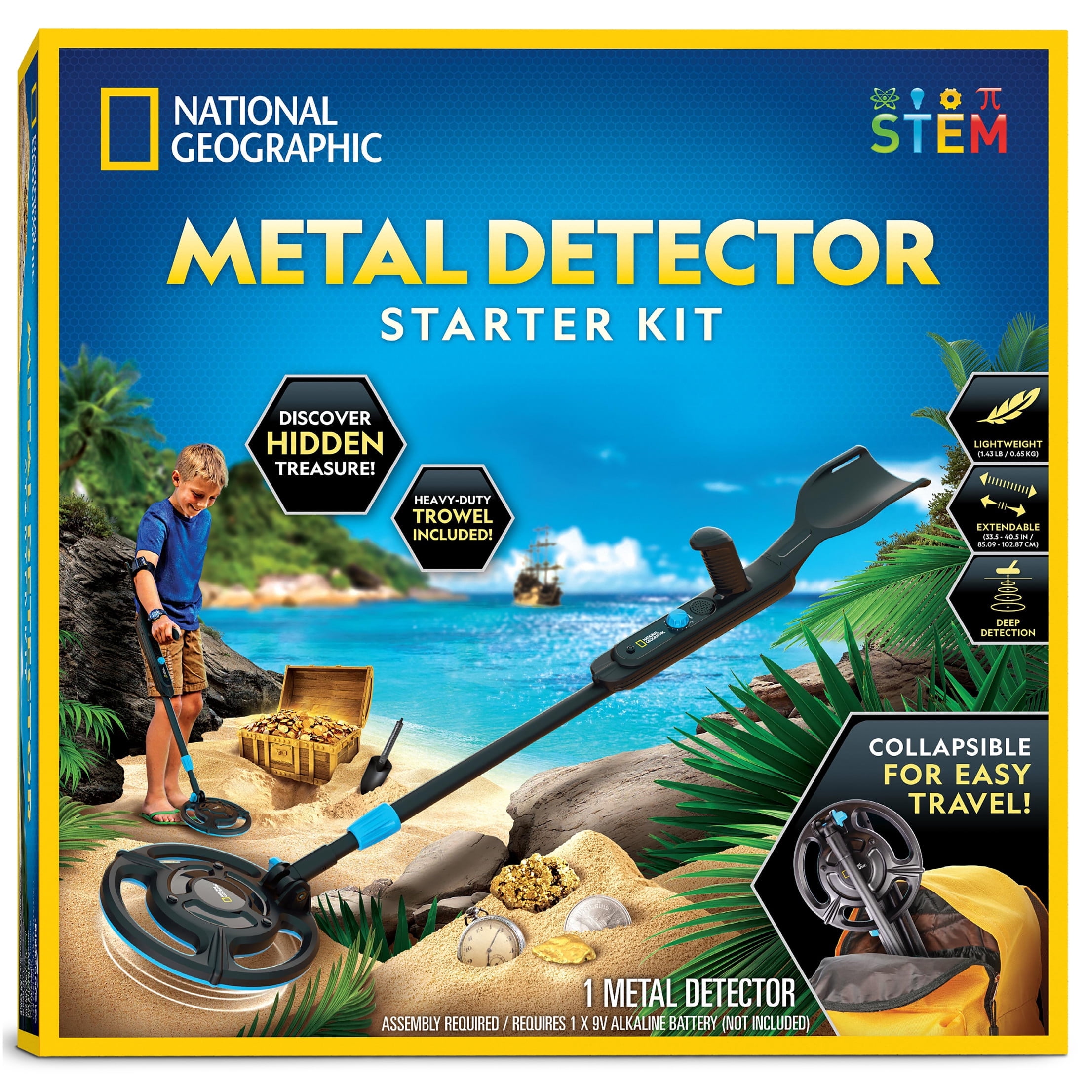 National Geographic Starter Metal Detector Kit for Kids with Waterproof Coil & Trowel