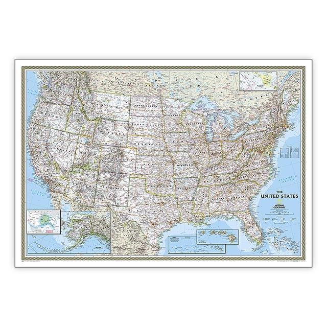 National Geographic United States Classic Map, Laminated, 43.5