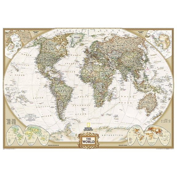 National Geographic World Executive Map, Mural, 110" x 76.5"