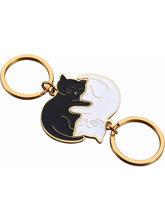 National Girlfriends Day Gifts Matching Keychain for Couples Anniversary Keychian Gifts for Him Her Husband Anniversary Cat Keychains Stuff for Cat Lovers Girlfriend Boyfriend Wedding Christmas