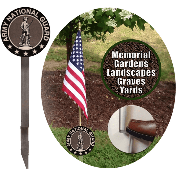 National Guard Flag Holder Grave Marker with 8x12 American Flag