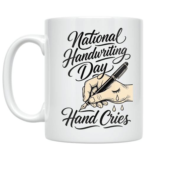 National Handwriting Day Hand Cries - Writer Enthusiast - 11 oz Ceramic Coffee Mug