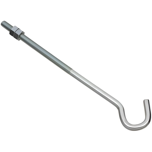 National Hardware N221-705 2162BC Series Hook Bolt, 3/8 in Thread, 10 in L, Steel, Zinc, 135 lb Working Load