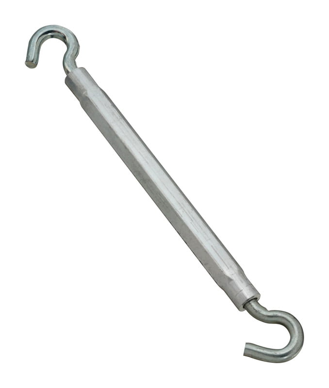 Tenditore A Vite Con Ganci In Acciaio Zincato - Stanley National Hardware 2174BC, 5/40,6 X 22,9 Cm, Corpo In Alluminio Estruso, Per Cavi E Fili, Regolabile A Mano O Con Chiave
