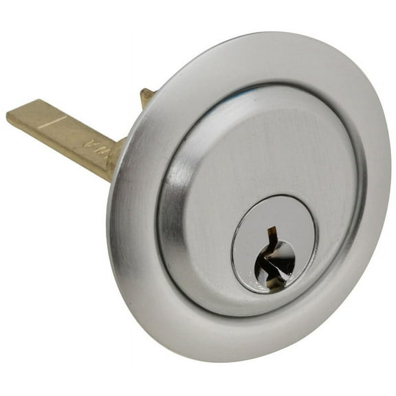 National Hardware Rim Cylinder Lock - Steel, Deadbolt, Aluminum Finish - 2 in, 2 Keys