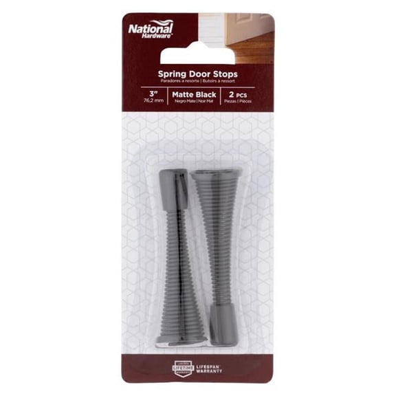 National Hardware 5060451 3.12 x 0.87 in. Steel Matte Black Spring Door Stop - Mounts to Wall