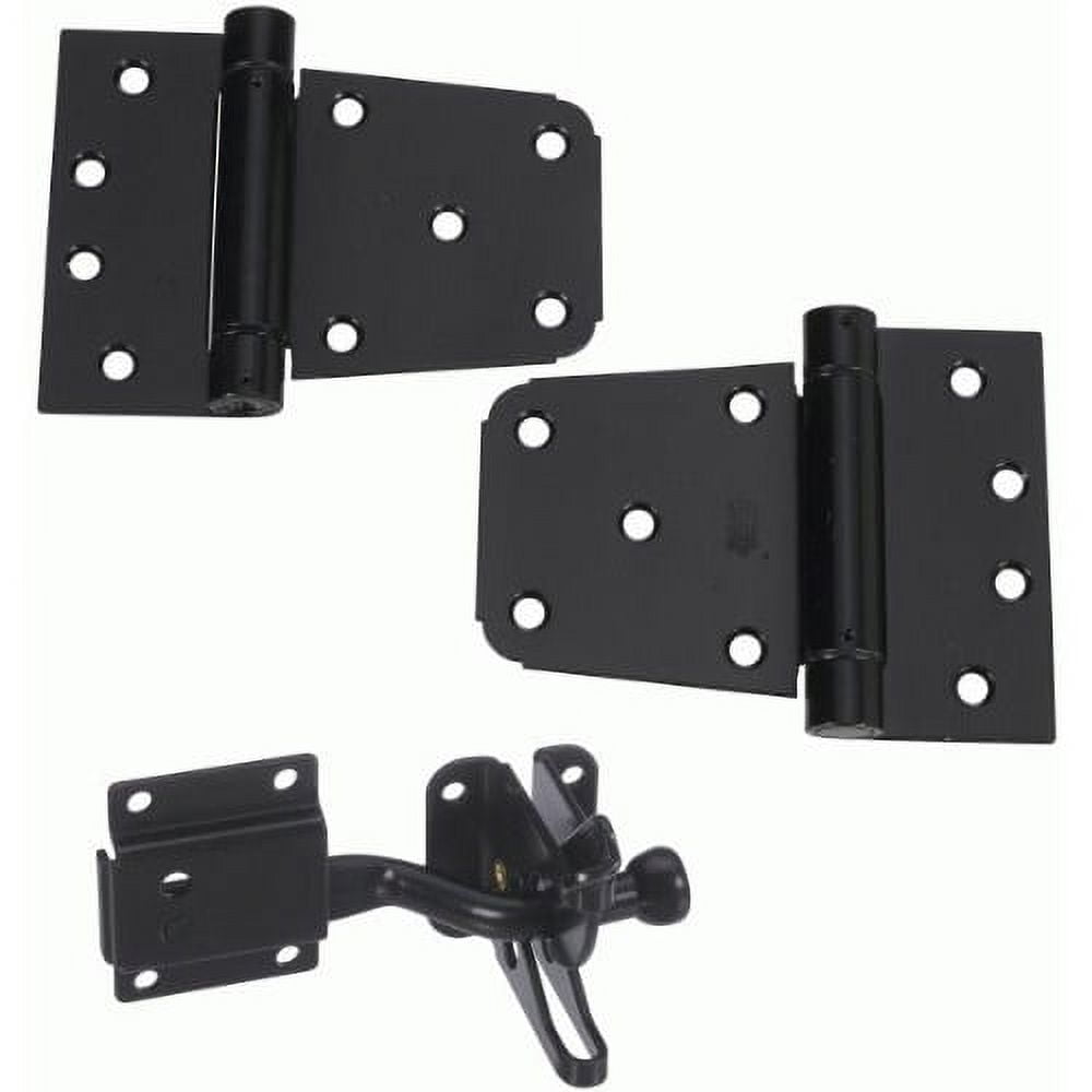 National Hardware Black Metal Self-Closing Gate Hardware Kit