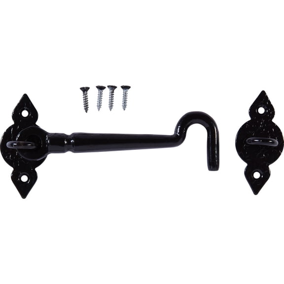 National Hardware N100-054 6" Spear Gate Hook Black Finish with Weatherguard