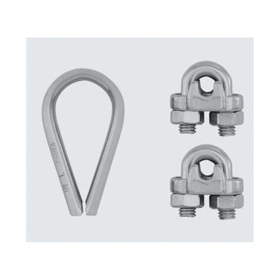 National Hardware N100-349 Cable Clamp Kit, Stainless Steel, 3/32 x 1/8 In. - Quantity 1