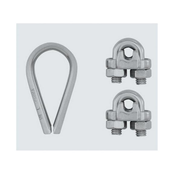 National Hardware N100-349 Cable Clamp Kit, Stainless Steel, 3/32 x 1/8 In. - Quantity 5