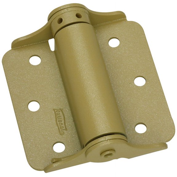Spring Hinge, Adjustable, Brass, 3-In., 2-Pk.
