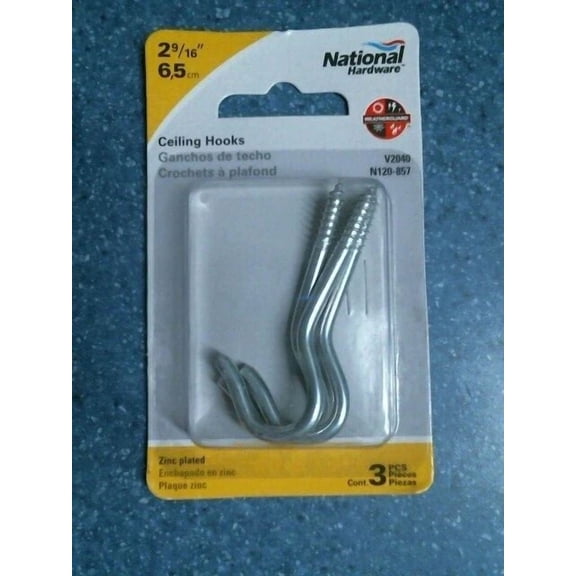 National Hardware N120-857, 2-9/16" Ceiling Hooks, 3 In Pack, Free Shipping