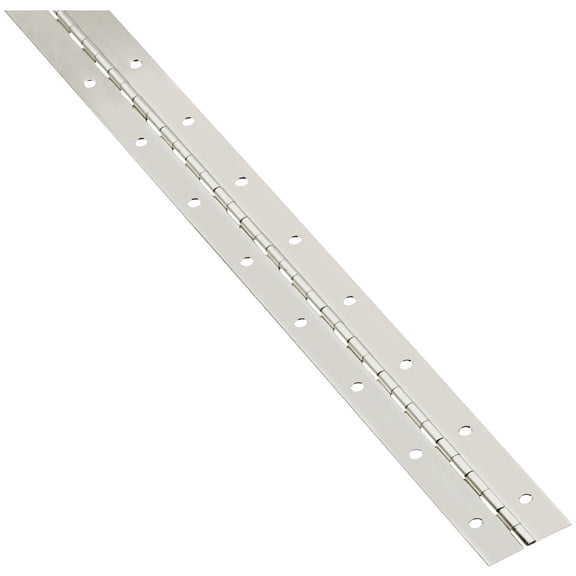 National Hardware N148-171 Continuous Hinge - Cold-Rolled Steel Construction with Friction Pin - Surface Mount Installation - Nickel Finish - 1-1/2 in x 30 in - Cut to Desired Length