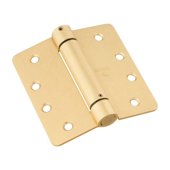National Hardware N185-207 4" X 4" Round Corners Brass Spring Hinge