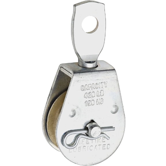 National Hardware N195-784 3211BC Swivel Single Pulley with Zinc Die-Cast Sheave, Steel Body and Axel, Life Lube Alloy Bearing for Rope or Cord Applications, 1-1/2 in