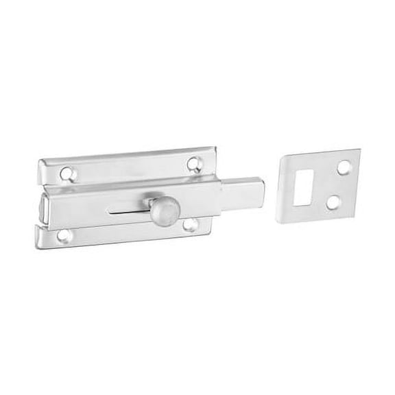 National Hardware N274-357 Square Slide Bolt 3 Inch Satin Chrome On Steel
