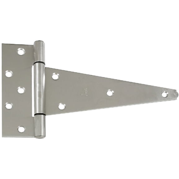 National Hardware N342-535 Extra Heavy 10 in Stainless Steel T Hinge with Offset Screw Holes for Heavy Duty Door Applications, Left or Right Hand Installation, Industrial Grade