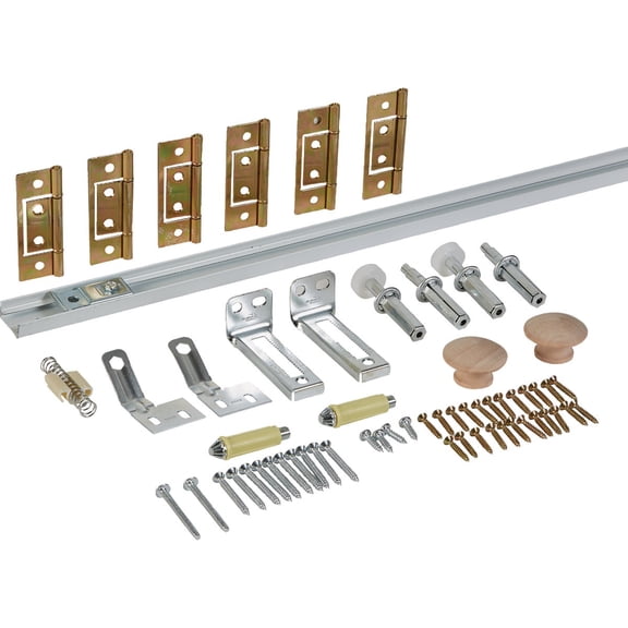 National Hardware Complete Double Folding Door Hardware Set - Indoor Use - 60 Inch, White