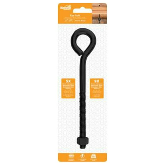 National Hardware N820-091 Eye Bolt with Nut, 1/2 x 8 In. - Quantity 10