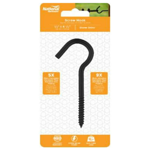 National Hardware N820-102 Screw Hook, 1/4 x 4-1/4 In. - Quantity 10