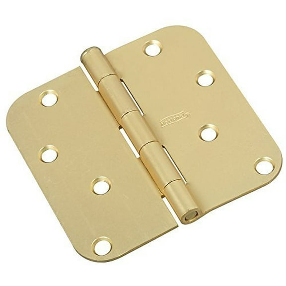National Hardware Door Hinge 4" Round Corner Satin Brass - Steel - 1 Piece
