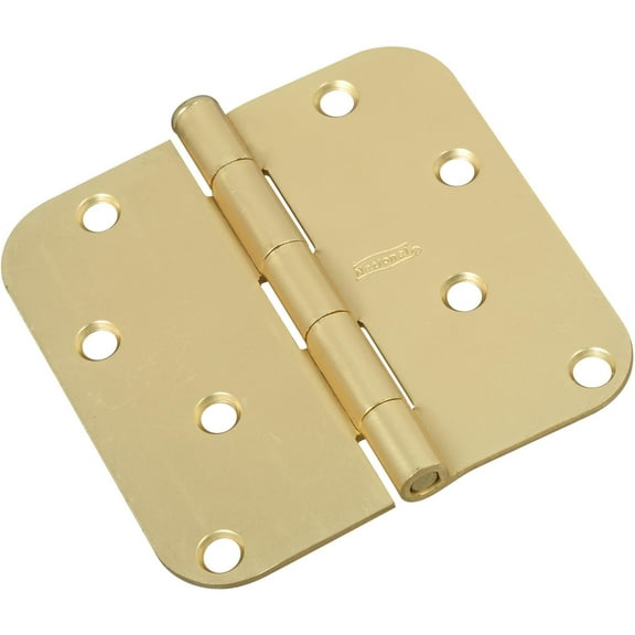 National Hardware N830-225 4 Round Corners Satin Brass Door Hinge