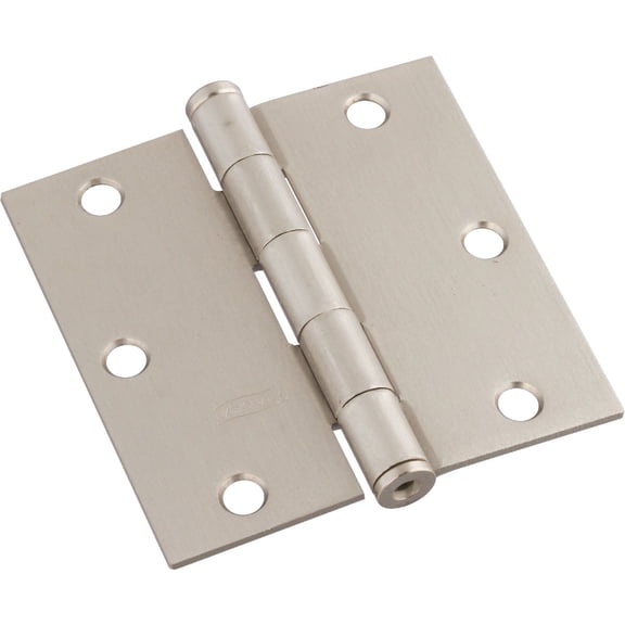 National Hardware N830-326 3-1/2 X 3-1/2 Square Corners Satin Nickel Door Hinges 3 Count