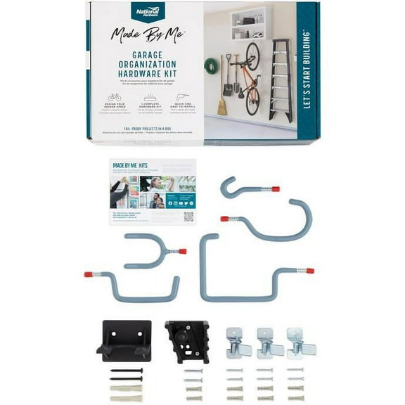 National Hardware N900-006 Garage Storage Tool Wall Hanger Hooks and Holder Clips for Brooms, Rakes, Bikes, Ladders, Gray