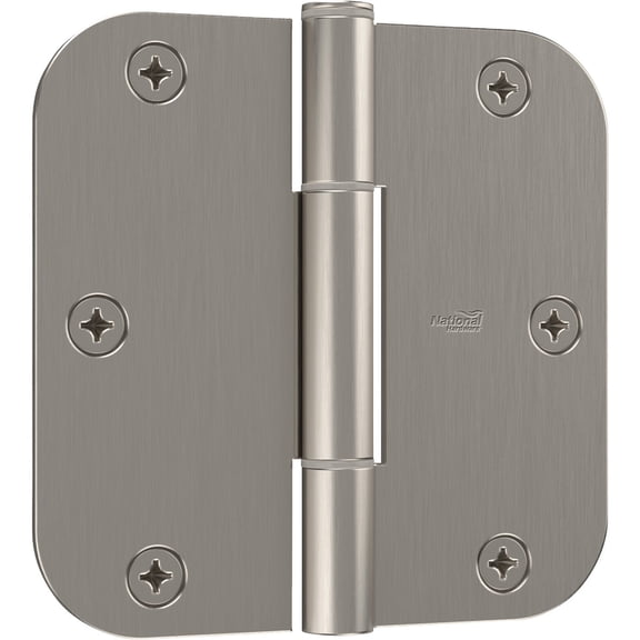 National Hardware Squeak Guard Hinges 1/4 In. Radius Round Corner 3-Pack in Satin Nickel