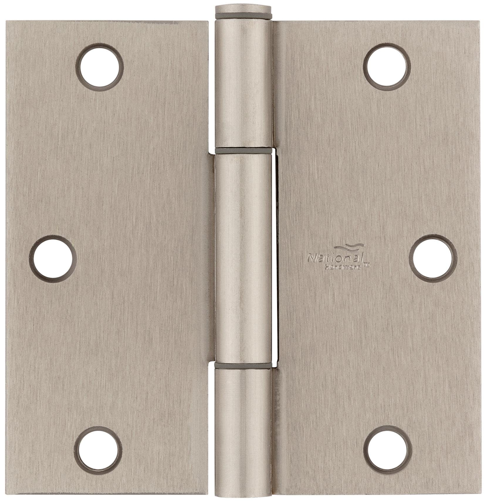Satin Nickel Square Corner Squeak Guard Door Hinges Pack of 3