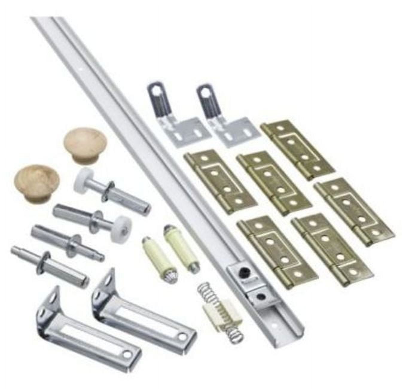 White 60-Inch Folding Door Hardware Set for Bi-Fold Doors