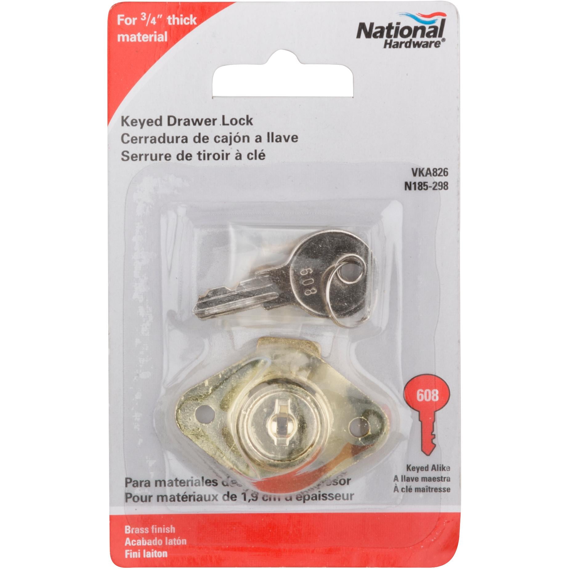 National Hardware - VKA826 Keyed 3/4" Drawer Lock - Brass